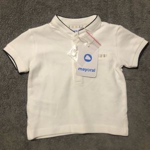 NWT. Boys short sleeve collarless polo shirts . Sizes -6, 12 & 18month